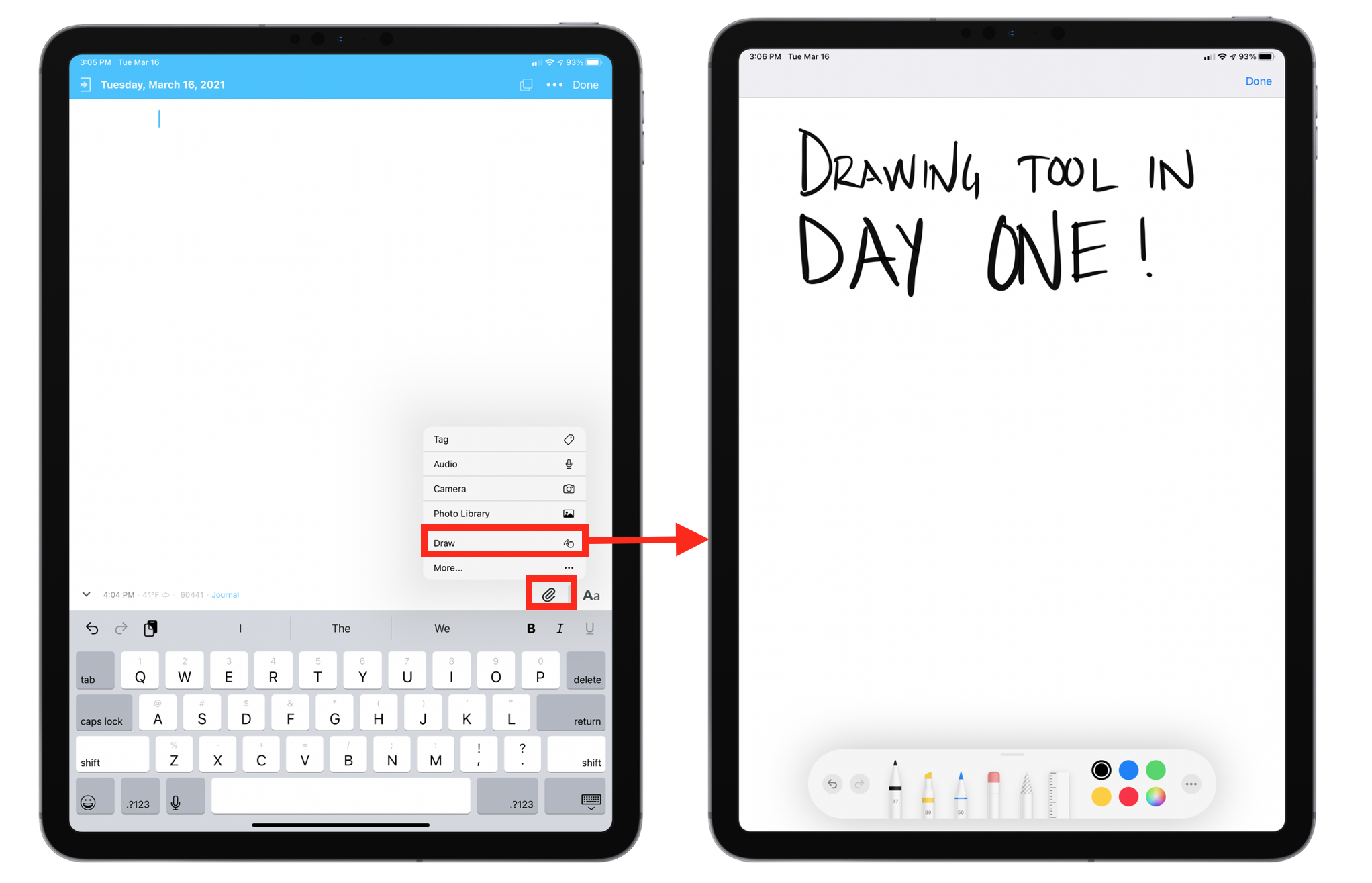 Drawing in Day One for iOS
